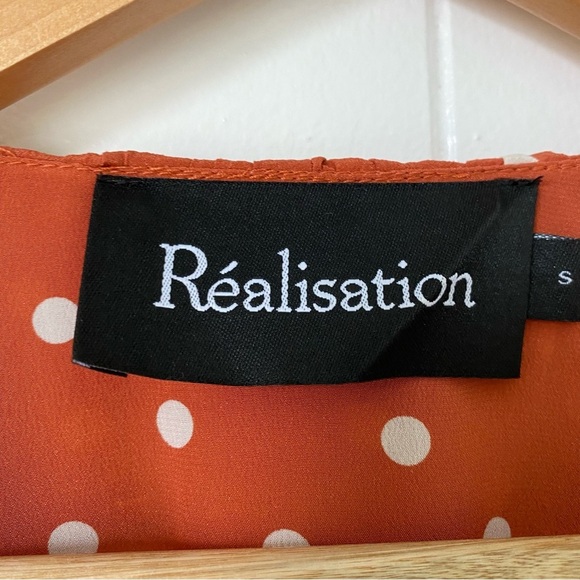 Réalisation Par Valentina Ruffle Mini Dress - Rust Polka Dot Size Small - Picture 5 of 9